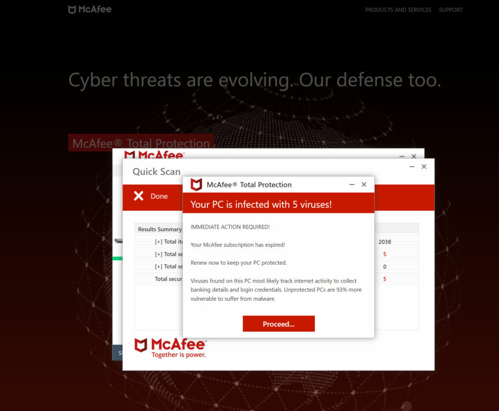 Fake Virus Alert From Mcafee