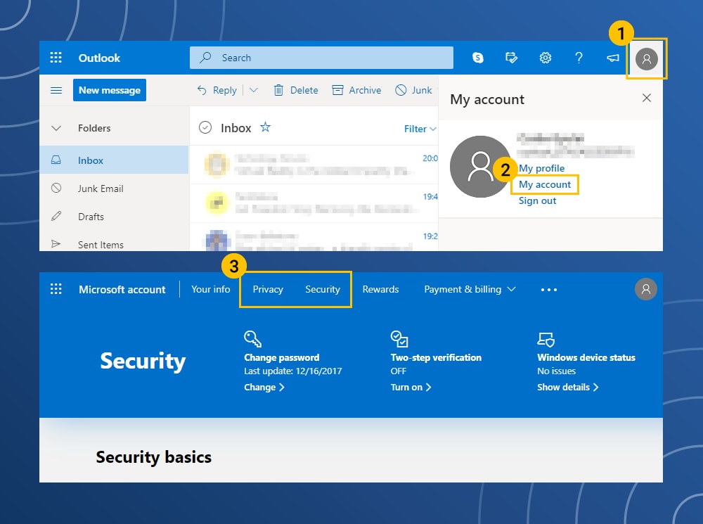 Privacy settings Outlook