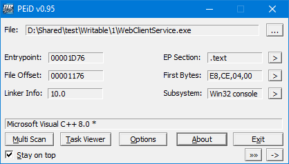 WebClientService.exe written in C++