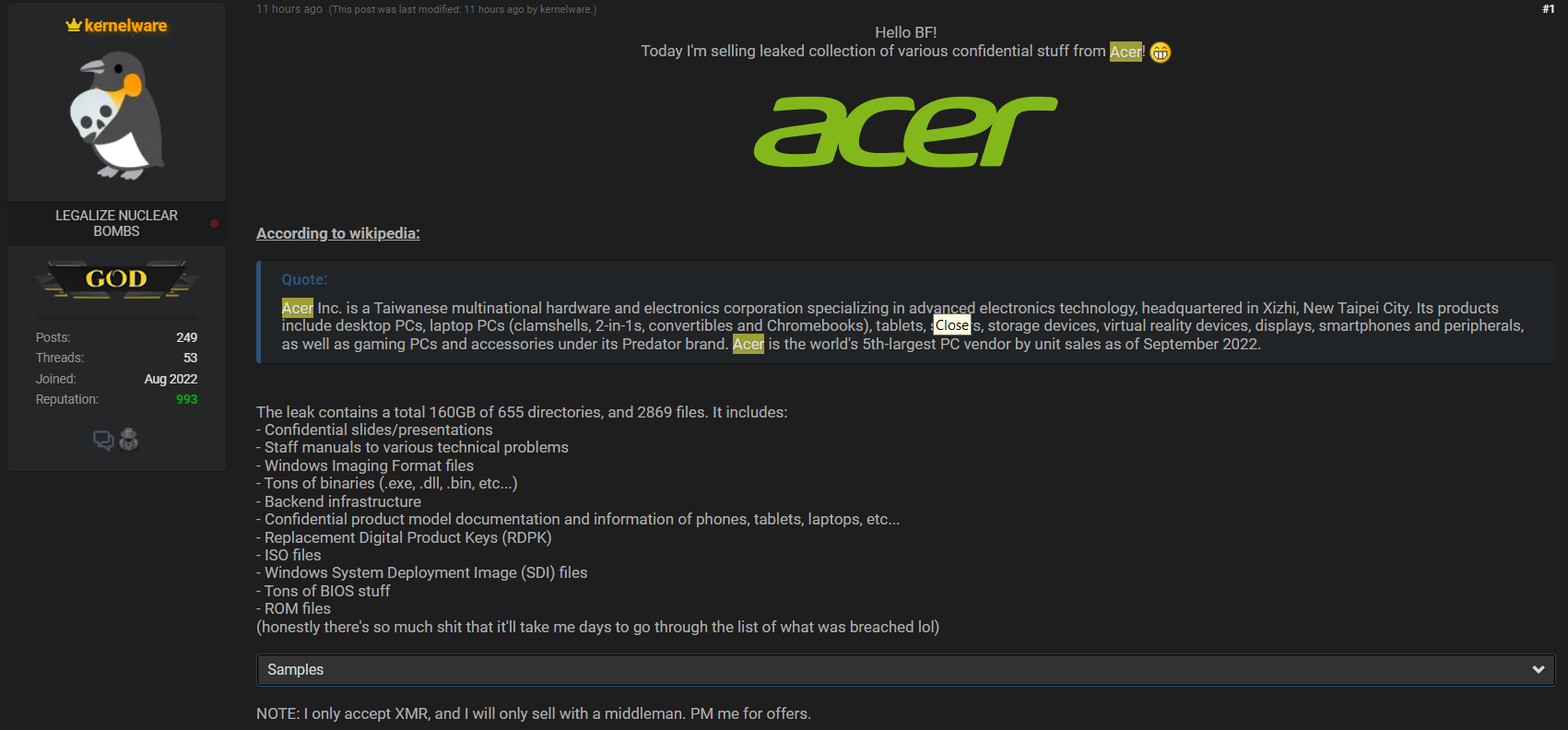 Acer BreachForums