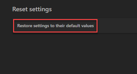 Restore Edge settings for solve Windows Defender Security Warning