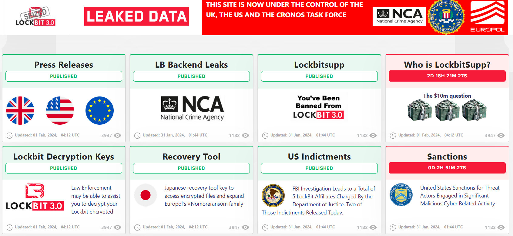 LockBit site law enforcement leaks