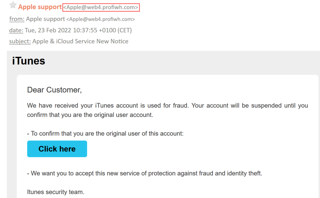 Fake Apple email