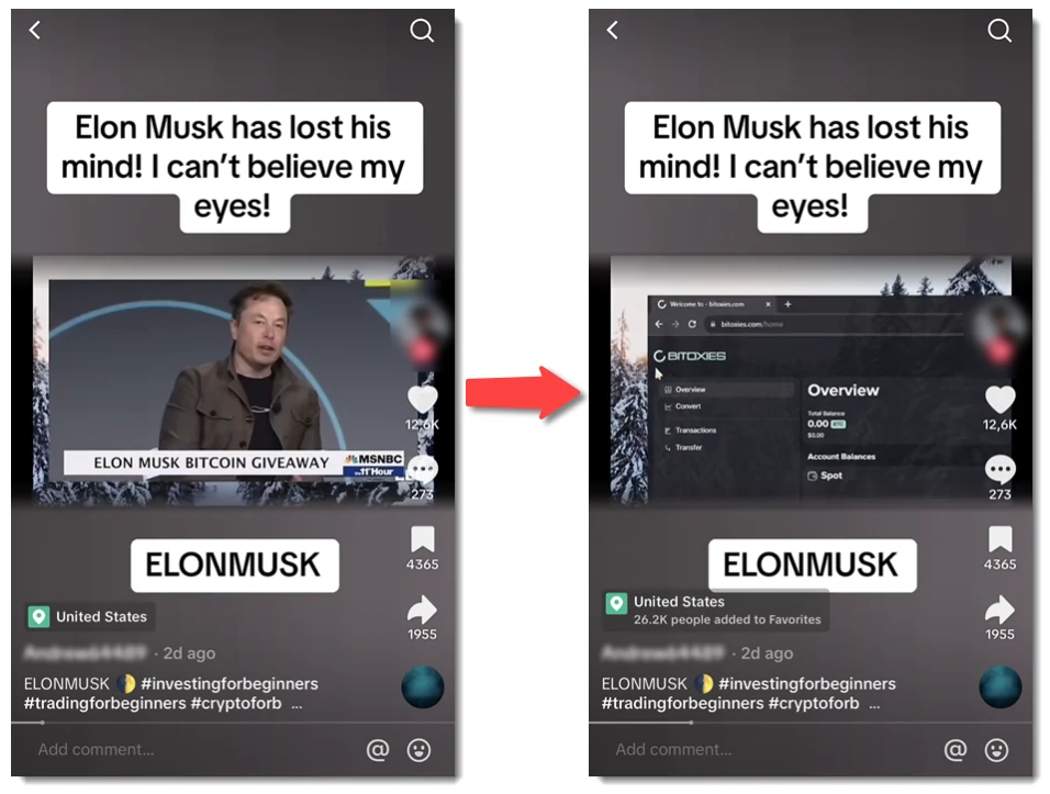 TikTok crypto scam video screenshot