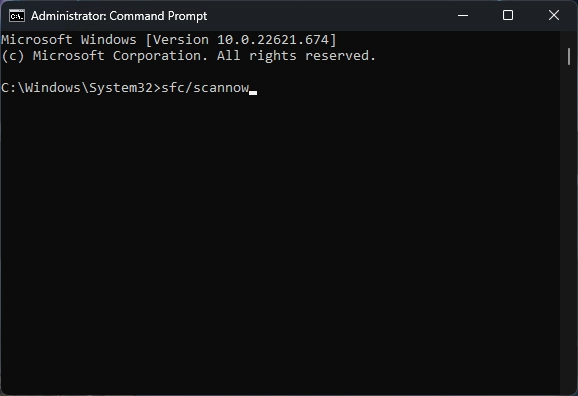 Command prompt sfc scannow