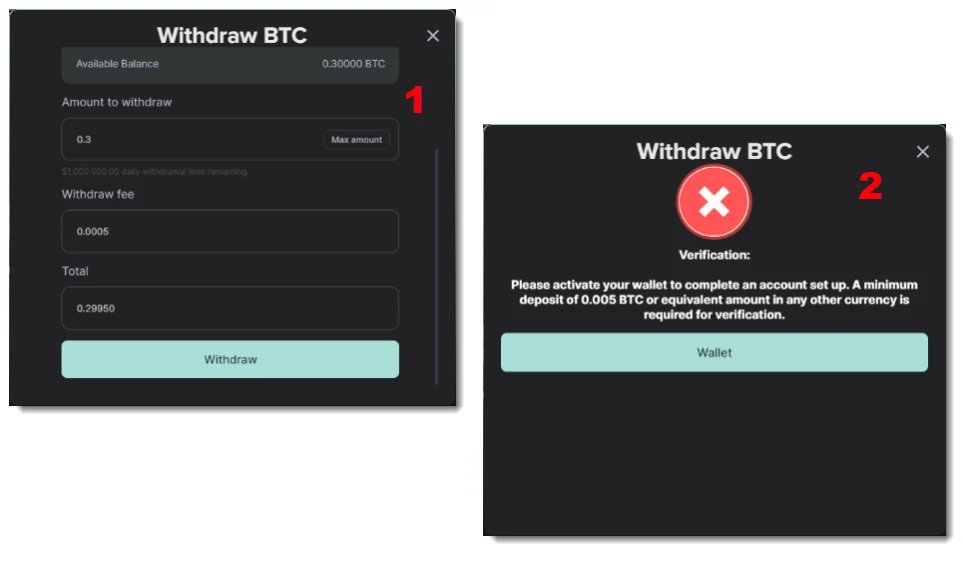 Withdrawal error