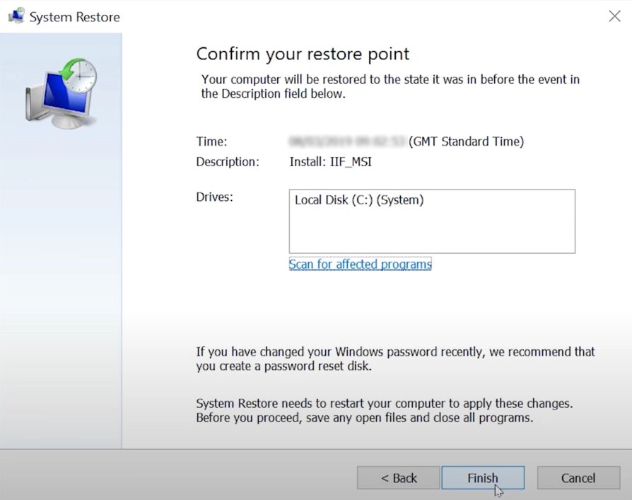 Confirm Restore