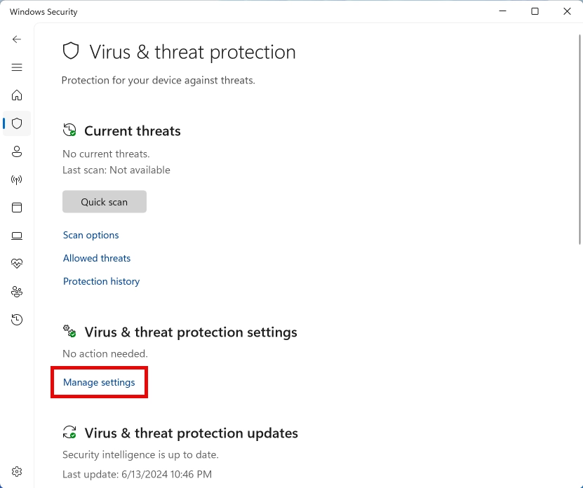 Windows Defender screenshot