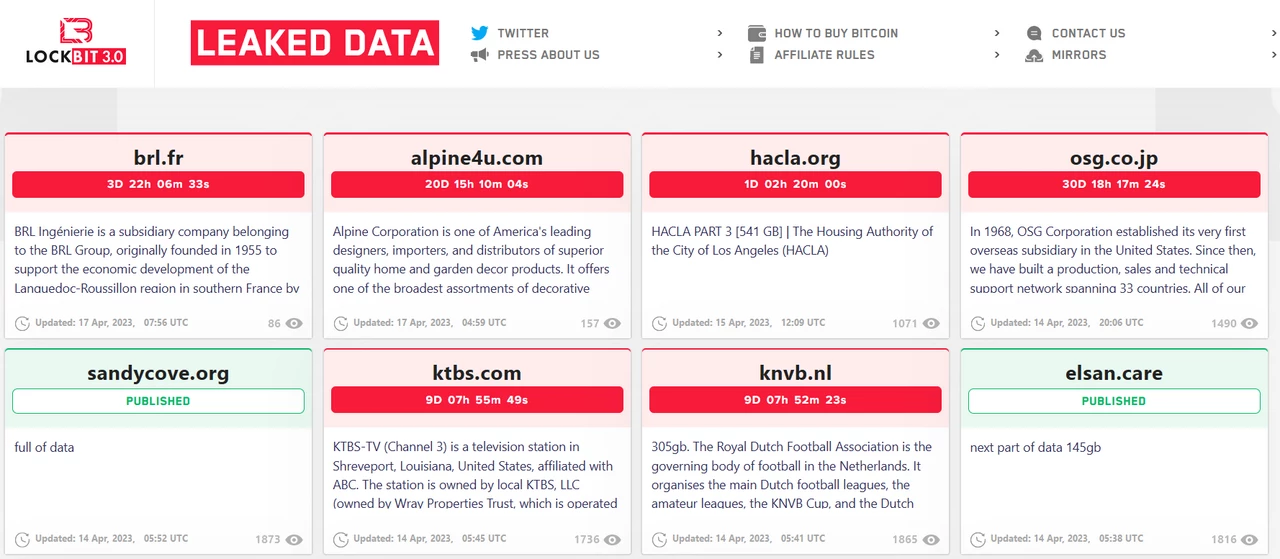 LockBit leak site