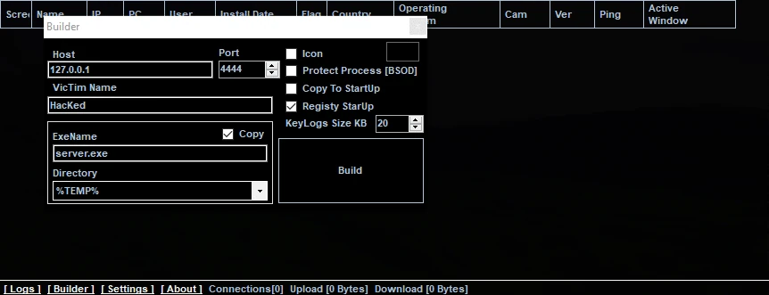 njRAT builder interface