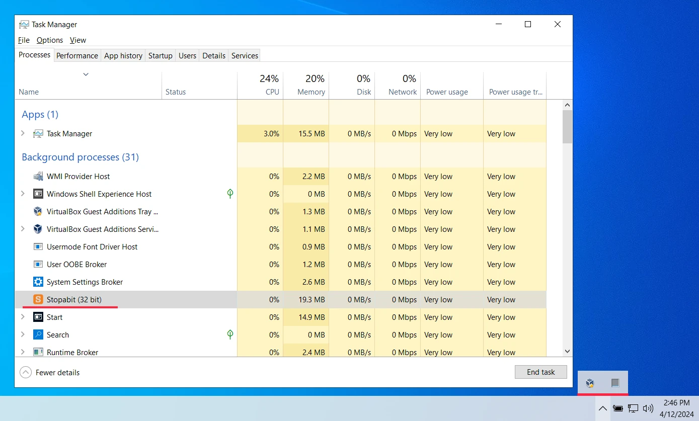 Tray Task Manager