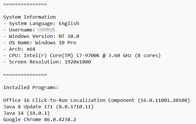 System info log Phonzy