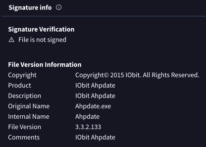 Cerber Signature info screenshot