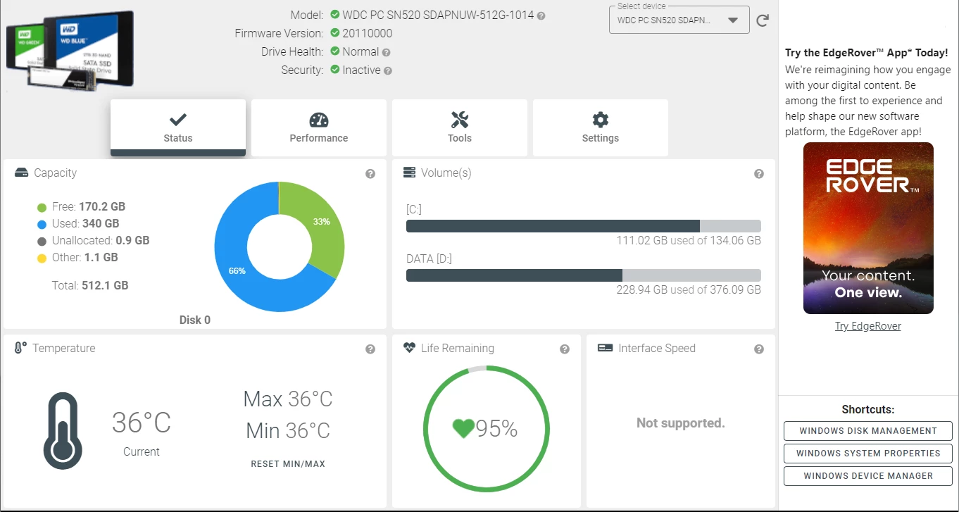 WD Dashboard tool